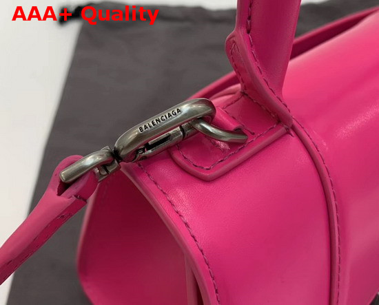 Balenciaga Hourglass XS Top Handle Bag in Rose Shiny Box Calfskin Replica