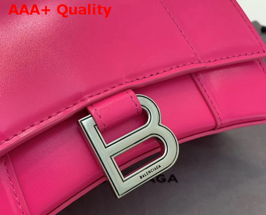 Balenciaga Hourglass XS Top Handle Bag in Rose Shiny Box Calfskin Replica