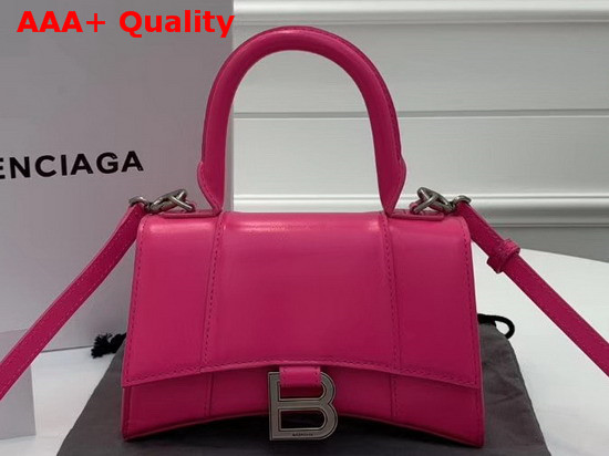 Balenciaga Hourglass XS Top Handle Bag in Rose Shiny Box Calfskin Replica