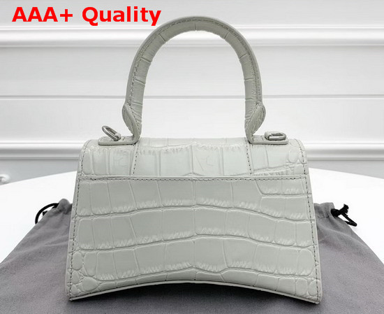 Balenciaga Hourglass XS Top Handle Bag in White Crocodile Embossed Shiny Calfskin Replica