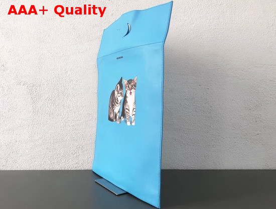 Balenciaga Kitten Shopping Bag in Light Blue Replica