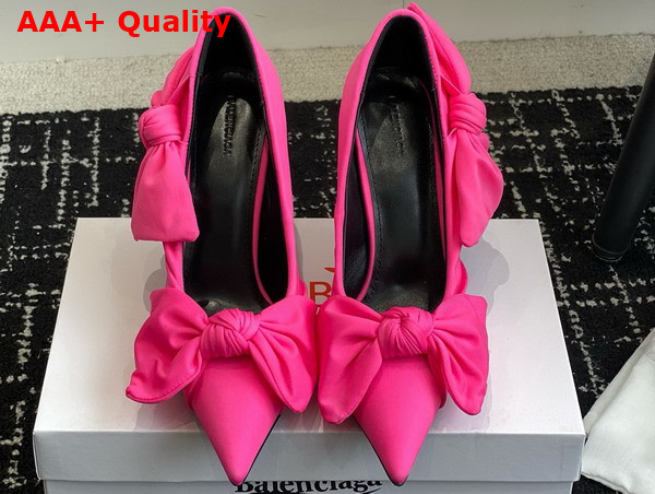 Balenciaga Knife Knot 110mm Pump in Bright Pink Stretch Cupro and Nylon Jersey Replica