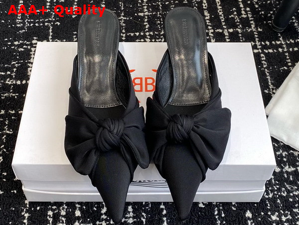 Balenciaga Knife Knot Mule in Black Stretch Cupro and Nylon Jersey Replica