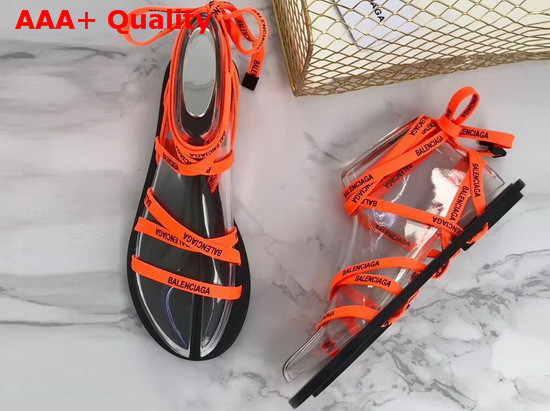 Balenciaga Lace Flat Sandals Orange and Black Printed Balenciaga Laces and Calfskin Sole Replica