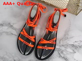 Balenciaga Lace Flat Sandals Orange and Black Printed Balenciaga Laces and Calfskin Sole Replica