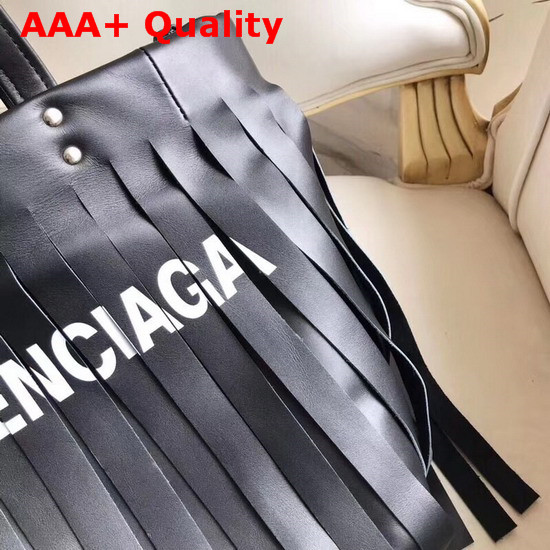 Balenciaga Laundry Cabas XS Fringes Black Replica