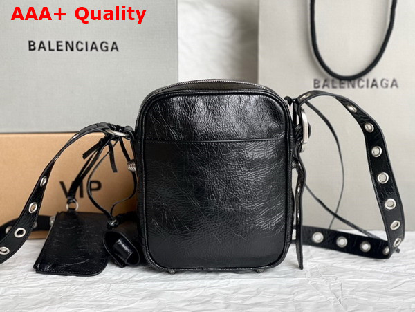 Balenciaga Le Cagole Men Crossbody Bag in Black Arena Lambskin Aaged Silver Hardware Replica