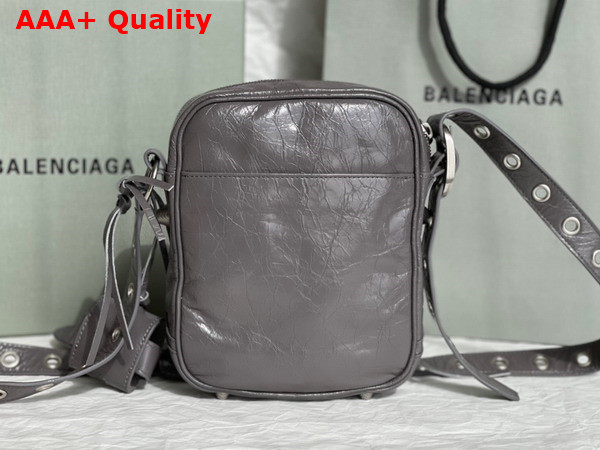 Balenciaga Le Cagole Men Crossbody Bag in Dark Grey Arena Lambskin Aaged Silver Hardware Replica