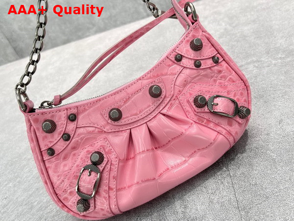 Balenciaga Le Cagole Mini Bag with Chain Crocodile Embossed Pink Replica