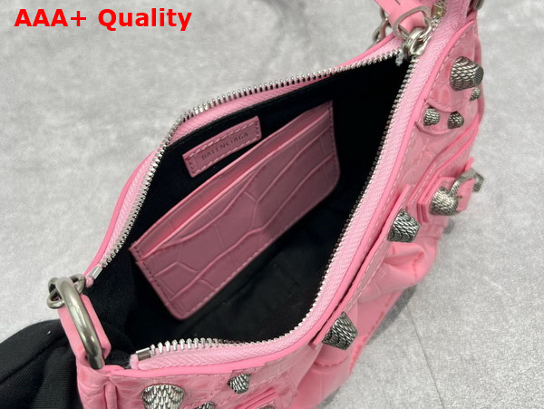 Balenciaga Le Cagole Mini Bag with Chain Crocodile Embossed Pink Replica