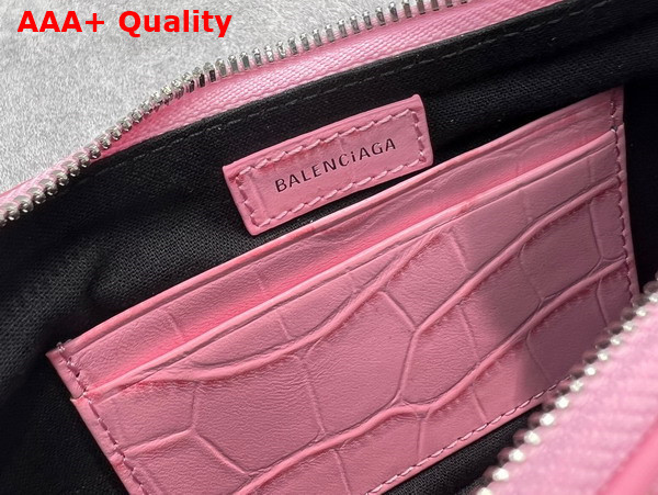 Balenciaga Le Cagole Mini Bag with Chain Crocodile Embossed Pink Replica