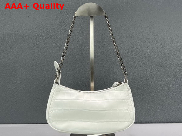 Balenciaga Le Cagole Mini Bag with Chain Crocodile Embossed White Replica