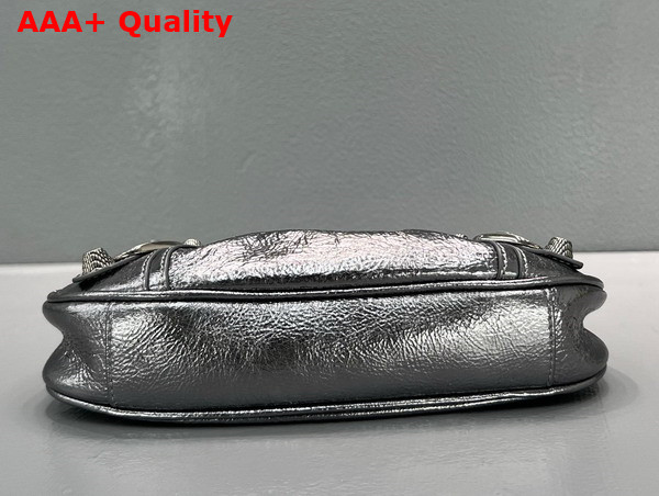 Balenciaga Le Cagole Mini Bag with Chain in Silver Metallized Arena Lambskin Replica