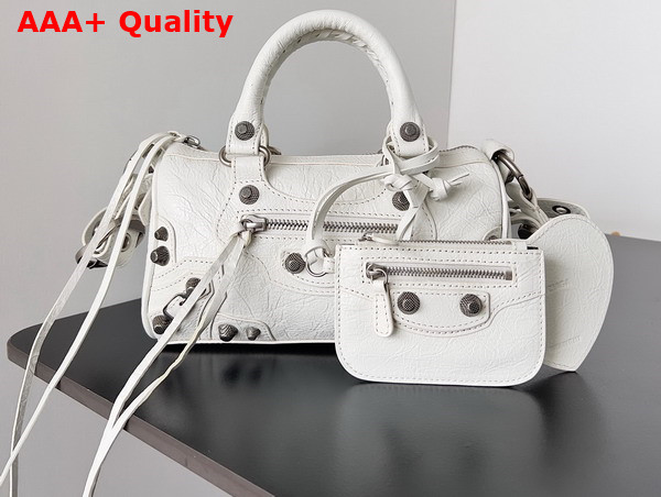 Balenciaga Le Cagole Mini Duffle Bag in White Arena Lambskin Replica