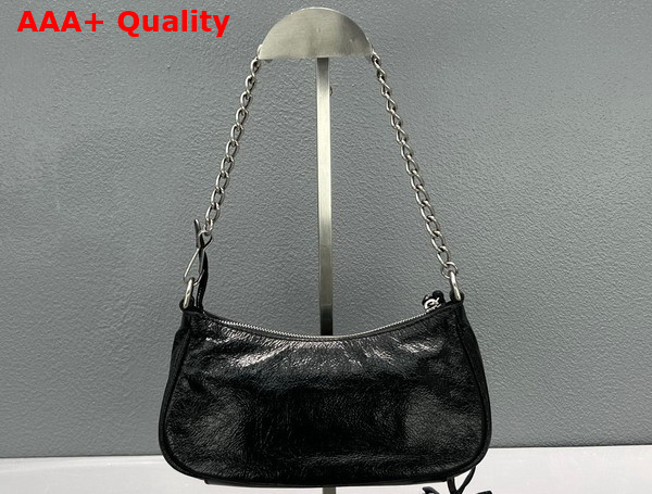 Balenciaga Le Cagole Mini Purse with Chain in Black Arena Lambskin Aged Silver Hardware Replica