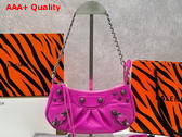 Balenciaga Le Cagole Mini Purse with Chain in Bright Pink Arena Lambskin Aged Silver Hardware Replica