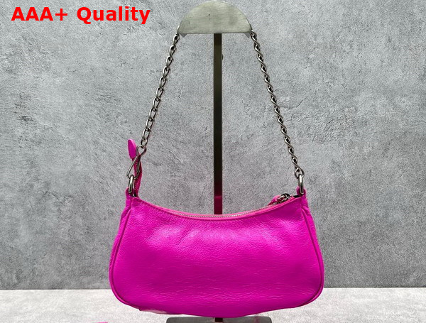 Balenciaga Le Cagole Mini Purse with Chain in Bright Pink Arena Lambskin Aged Silver Hardware Replica