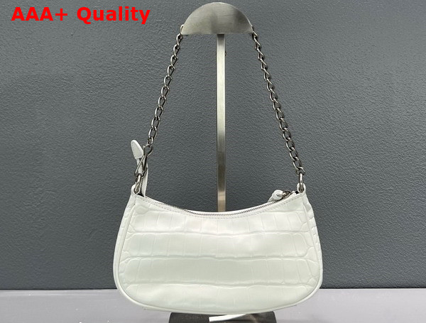 Balenciaga Le Cagole Mini Purse with Chain in White Arena Lambskin Aged Silver Hardware Replica