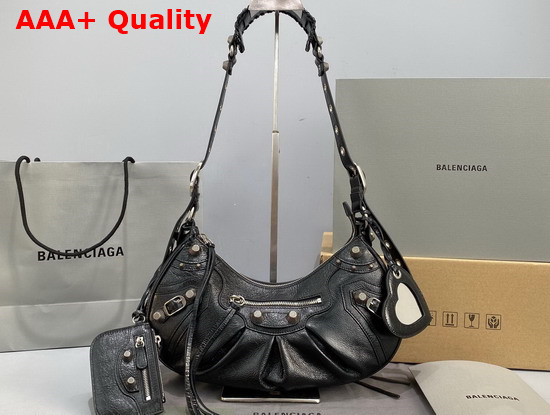 Balenciaga Le Cagole Small Shoulder Bag in Black Arena Lambskin Replica