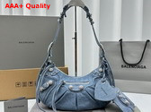 Balenciaga Le Cagole Small Shoulder Bag in Blue Denim Rhinestones Replica