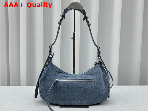 Balenciaga Le Cagole Small Shoulder Bag in Blue Denim Rhinestones Replica