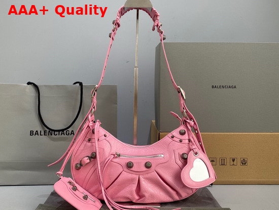 Balenciaga Le Cagole Small Shoulder Bag in Pink Arena Lambskin Replica