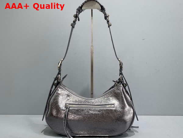 Balenciaga Le Cagole Small Shoulder Bag in Silver Metallized Arena Lambskin Replica