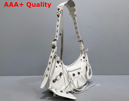 Balenciaga Le Cagole Small Shoulder Bag in White Arena Lambskin Replica