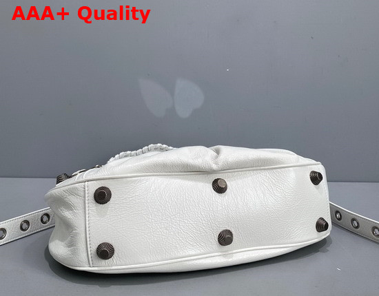 Balenciaga Le Cagole Small Shoulder Bag in White Arena Lambskin Replica