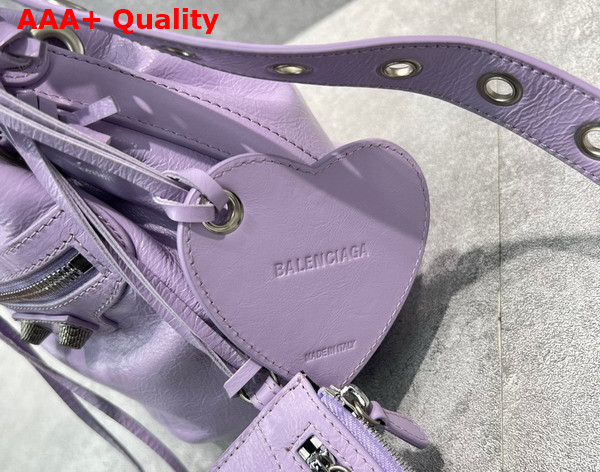 Balenciaga Le Cagole XS Bucket Bag in Lilac Arena Lambskin Aged Silver Hardware Replica