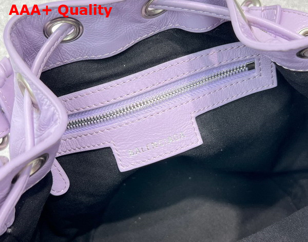 Balenciaga Le Cagole XS Bucket Bag in Lilac Arena Lambskin Aged Silver Hardware Replica