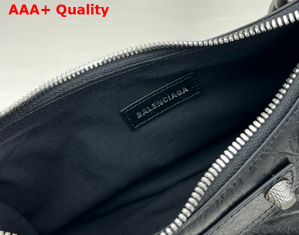 Balenciaga Le Cagole XS Shoulder Bag With Chain in Black Arena Lambskin Aged Silver Hardware Replica