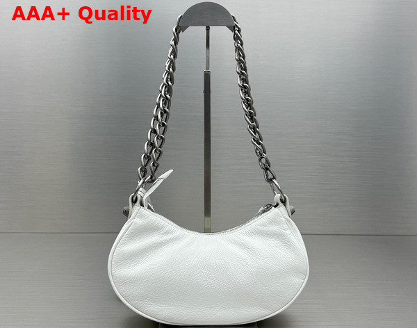 Balenciaga Le Cagole XS Shoulder Bag With Chain in White Arena Lambskin Aged Silver Hardware Replica