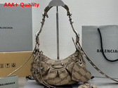 Balenciaga Le Cagole XS Shoulder Bag in Beige and Brown BB Monogram Coated Canvas Aged Silver Hardware Replica