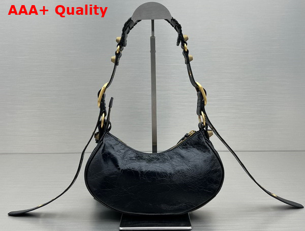 Balenciaga Le Cagole XS Shoulder Bag in Black Arena Lambskin Aged Gold Hardware Replica