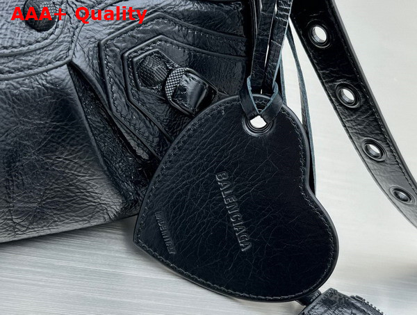 Balenciaga Le Cagole XS Shoulder Bag in Black Arena Lambskin Black Matte Hardware Replica