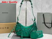 Balenciaga Le Cagole XS Shoulder Bag in Emerald Green Arena Lambskin Aged Silver Hardware Replica