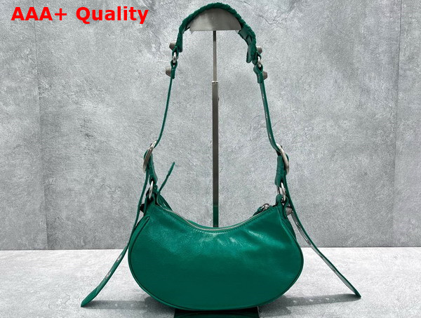 Balenciaga Le Cagole XS Shoulder Bag in Emerald Green Arena Lambskin Aged Silver Hardware Replica