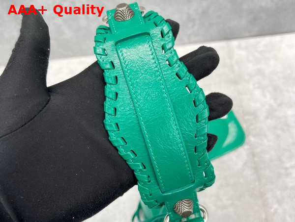 Balenciaga Le Cagole XS Shoulder Bag in Emerald Green Arena Lambskin Aged Silver Hardware Replica