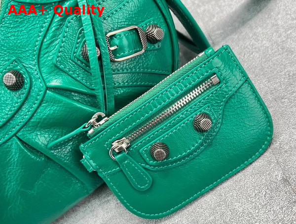 Balenciaga Le Cagole XS Shoulder Bag in Emerald Green Arena Lambskin Aged Silver Hardware Replica