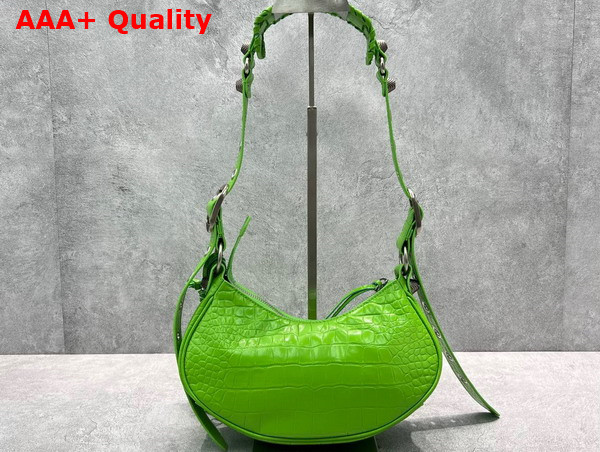 Balenciaga Le Cagole XS Shoulder Bag in Green Supple Crocodile Embossed Calfskin Replica