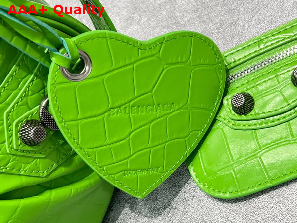 Balenciaga Le Cagole XS Shoulder Bag in Green Supple Crocodile Embossed Calfskin Replica