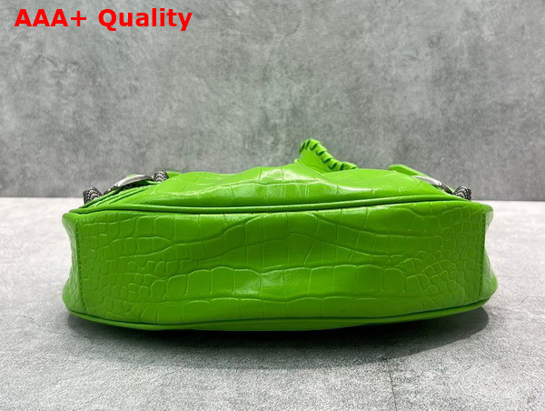 Balenciaga Le Cagole XS Shoulder Bag in Green Supple Crocodile Embossed Calfskin Replica