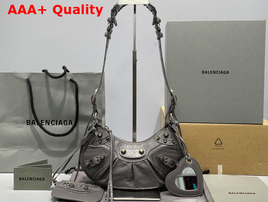 Balenciaga Le Cagole XS Shoulder Bag in Grey Arena Lambskin Replica