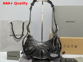 Balenciaga Le Cagole XS Shoulder Bag in Grey Supple Crocodile Embossed Calfskin Replica