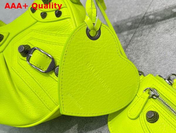 Balenciaga Le Cagole XS Shoulder Bag in Neon Yellow Arena Lambskin Aged Silver Hardware Replica