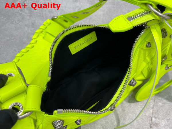 Balenciaga Le Cagole XS Shoulder Bag in Neon Yellow Arena Lambskin Aged Silver Hardware Replica