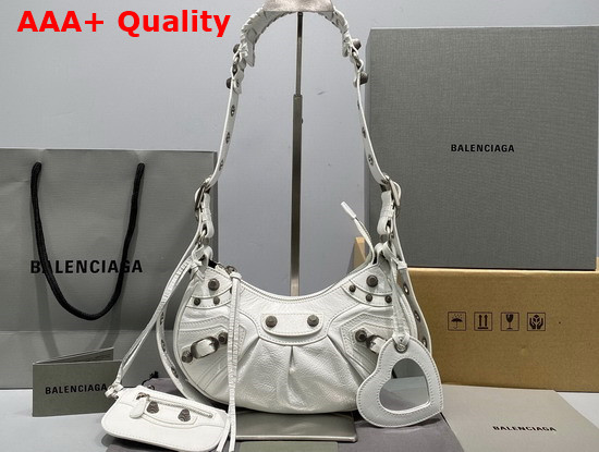 Balenciaga Le Cagole XS Shoulder Bag in White Arena Lambskin Replica