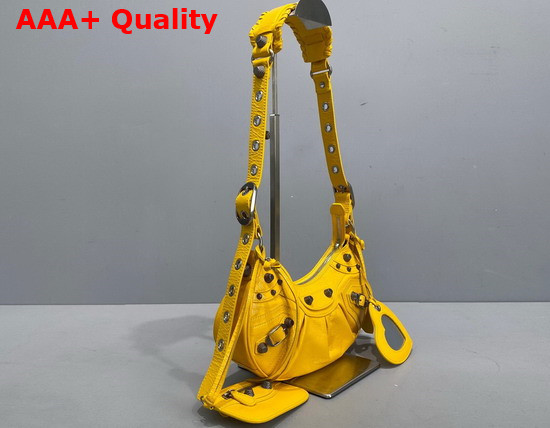 Balenciaga Le Cagole XS Shoulder Bag in Yellow Arena Lambskin Replica