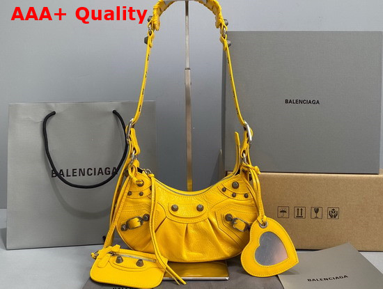 Balenciaga Le Cagole XS Shoulder Bag in Yellow Arena Lambskin Replica